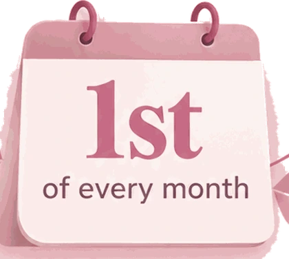 Calendar showing the 1st of every month